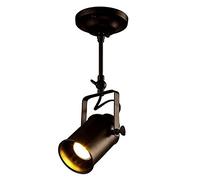 1-Light réglable E27 Retro Long Pole Black Plafond Spotlight Industrie du Fer forgé Décoration Unique Décoration de Plafond Light Loft Restaurant Restauration de vêtements Éclairage Éclairage pour Le