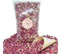 1 litre Confettis de Mariage Fleurs séchées Pétales de Rose Naturels Biodégradables, Jasmin séché | Décoration de Fêtes, Table Bohème Champêtre Confettis à lancer | France (Rouge, blanc)