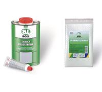 1 litre de resine polyester + catalyseur + fibre de verre tissé