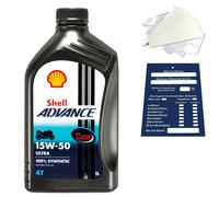 1 Litre Original Shell Advance 4T Ultra 15W50 L'Huile De Moteur Moto