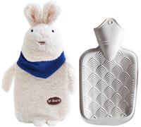 1 Litre Rabbit Hot Water Bottle,Soft Plush Children's Hot Water Bottle,Removable for Cleaning,Safety and Explosion-Proof,Suitable Gifts for Children,Family and Friends