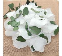 1 Litre Vrai Pétale de Roses blanche éternelle et Feuilles d'Eucalyptus stabilisé - Confettis de Mariage Blanc et vert Biodégradable - Décoration centre de table Bohème - France (Blanc et Vert)