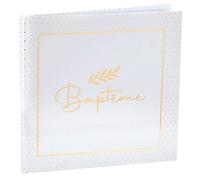 1 Livre d'or élégant Baptême en blanc et doré or métallique REF/8016