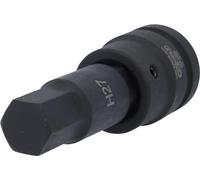 1" Llave de vaso de impacto con punta para tornillos con encastre hexagonal, larga, 27 mm