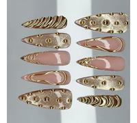 1 lot d'autocollants 3D à presser sur la pointe française - Faux ongles fondus - Pour une longue durée de vie - Pour une beauté et une tenue faciles à appliquer