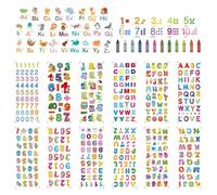 1 Lot D'Autocollants Muraux Alphanumériques En Forme D'Animaux De Dessin Animé Avec 12 Autocollants Alphanumériques, Des Salles De Classe Et Des Salles De Jeux.