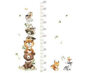 1 Lot D'Autocollants Muraux Pour Petits Animaux Pour Enfants, Autocollants Muraux Mignons Avec Toise Pour Enfants, Adaptés Aux Enfants Et Aux Tout-Petits Pour Mesurer La Taille
