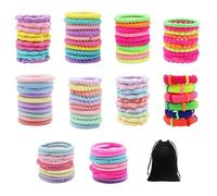 1 lot de 100 élastiques à cheveux colorés pour filles avec 1 pochette en velours, corde élastique, mini accessoires pour cheveux, cravates pour enfants, ensemble de bandeaux décoratifs
