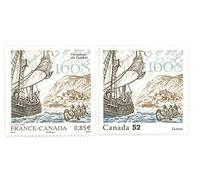 1 Lot de 2 Timbres Neufs de Collection de 2008. 1 de France ( N’ 4182 ) et 1 du Canada ( N’ 2351 ). Émission Commune, Québec, Bateau, voilier.