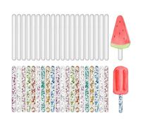 1 lot de 20 bâtonnets de glace, 1 paquet de 20 bâtonnets colorés, ensemble de bâtonnets en acrylique, bâtonnets de glace, moules à glace faits maison, moules à dessert, bâtonnets de glace