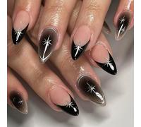 1. Lot de 24 faux ongles gothiques à presser Marron mat Art floral réutilisables pour femme fête et usage quotidien