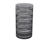 1 lot de 5 compartiments cylindriques empilables pour perles rondes transparentes - Boîte de rangement pour perles, bijoux, bijoux, sac à cordon de serrage - Petit diamètre : 7 cm