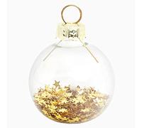 1 lot de 6 marque-places en forme de décorations de Noël transparentes avec étoiles de 4 x 5,5 cm - 6 marque-places avec étoiles dorées à l'intérieur - Événements, Noël, Nouvel An.
