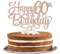 1 lot de 60e décoration de gâteau d'anniversaire scintillante pour le 60e anniversaire décoration de gâteau pour fille article de décoration pour 60e anniversaire décoration de gâteau accessoires or