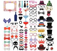 1 lot de 89 accessoires de photo de fête, 1 ballon pour cadre photo, accessoires de décoration d'anniversaire, accessoires pour photos de mariage, outils amusants pour accrocher des photos