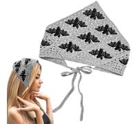 1 lot de bandeaux gothiques au crochet avec motif chauve-souris pour femme, décoration de cheveux vintage, bandanas triangulaires d'Halloween en écailles de gris pour femme, grizzly, 1 Count (Pack of