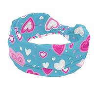 1 lot de bandeaux larges pour femme - Bandeau élastique à motif d'amour - 1825 - Bandeau à cheveux pour femme - Turban d'entraînement doux - Accessoires pour cheveux