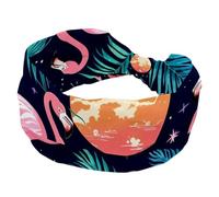1 lot de bandeaux larges pour femme - Bandeau élastique - Esthétique - Clair de lune - Flamant rose - 565 - Bandeau de cheveux pour femme - Turban d'entraînement doux - Accessoires de transpiration