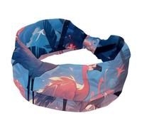 1 lot de bandeaux larges pour femme - Bandeau élastique - Esthétique - Clair de lune - Flamant rose - 601 - Bandeau de cheveux pour femme - Turban d'entraînement doux - Accessoires de transpiration