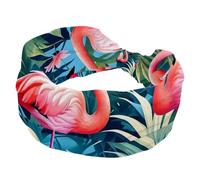1 lot de bandeaux larges pour femme - Bandeau élastique rose - Flamant rose - 520 - Bandeau de cheveux pour femme - Turban d'entraînement doux - Accessoires pour cheveux