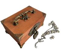 1 lot de boîtes à bijoux antiques avec loquet de verrouillage, charnières, poignée, boîte de protection d'angle pour boîte à bijoux en bronze, boîte incluse (couleur bois)