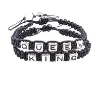 1 lot de bracelets pour couple - King Queen - Pour elle et lui - Cadeau de mariage - Pour anniversaire, Saint-Valentin, anniversaire de mariage - Durabilité et professionnalisme