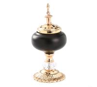 1 lot de brûle-encens Bakhour arabe en métal doré pour décoration d'intérieur, salon, bureau, décoration de bureau, purification de l'air, 8 x 20 cm (style 2)