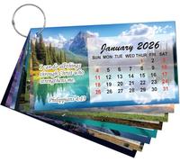 1 lot de cartes calendrier 2026 avec anneau à boucle, 8,9 x 5,1 cm, mini verset de la Bible, citations inspirantes, religieuses, cartes de prière à main, calendrier des défis bibliques et plaisir basé