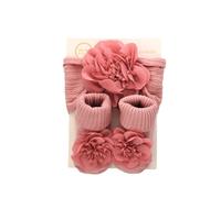 1 lot de chaussettes pour bébé - Bandeau avec chaussettes - Antidérapantes - Élastiques - En coton - Rose