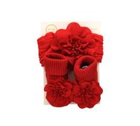 1 lot de chaussettes pour bébé - Bandeau avec chaussettes - Antidérapantes - Élastiques - En coton - Rouge