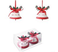 1 lot de cloches de Noël en fer avec pomme de pin, baies et feuilles - Décoration de vacances sonore sonore en métal pour décoration d'arbre et couronne (G)