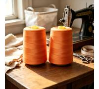 1 lot de cônes de fil à coudre tout usage (8 000 m chacun) de bobine de fil en polyester haute résistance pour couture, matelassage, surjeteuse, merrow et broderie à la main, orange-145
