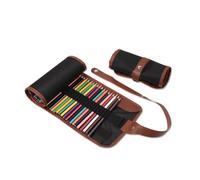 1 lot de crayons de couleur 48 fentes en toile Organiseur de crayons à crayons multi-usages pour peintre, artiste, bureau, voyage (Noir)