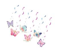 1 lot de décorations de fête d'anniversaire en forme de papillon, assiettes, serviettes, tasses, drapeaux, assiettes, cartes d'invitation en option