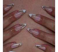 1 lot de faux ongles à bout français détachables à presser en amande - Couvertures complètes à coller sur la manucure - Fournitures pour femme