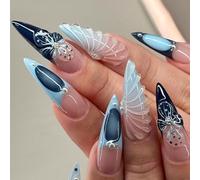1 lot de faux ongles artificiels à coller en forme d'amande pour femme