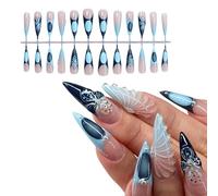 1 lot de faux ongles français, presse-fleurs sur les ongles en amande, collages complets sur les ongles, manucure, fournitures pour femme