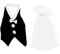 1 lot de housses de bouteille de vin pour mariés - Décoration de bouteille de vin pour mariage, cadeaux de mariage pour le couple, décorations de centre de table de mariage, accessoires de vin, blanc