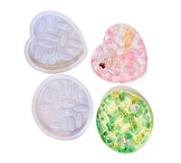 1 lot de moules en silicone de qualité alimentaire pour la fabrication de plateaux à bijoux, 2 tailles rondes/en forme de cœur, moule en résine facile à démouler, multi-usages
