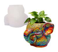 1 lot de moules en silicone en forme d'éléphant, boîte de rangement pour pinceaux, résine époxy, plâtre, béton, argile, pour plantes en pot, ornements, bibelots, conteneurs de rangement, loisirs
