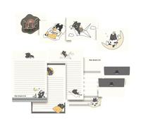 1 lot de papier à lettre motif chats noirs avec enveloppes, ensemble de papier à lettre avec enveloppes, joli papier à lettre