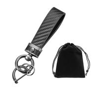 1 lot de porte-clés de voiture en cuir reconstitué pour homme avec boucle en fer à cheval et 2 anneaux unis ainsi que 1 sac de rangement noir, convient comme cadeau pour la fête des pères et les fêtes