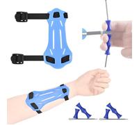 1 Lot de Protège-Bras et Cordes d'arc en Caoutchouc, 2 Lots de Protège-Doigts, Protège-Avant-Bras pour Jeunes, pour L'entraînement Au Tir à l'arc(Blue)