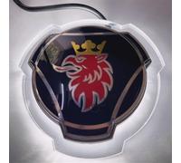 1 lot d'emblème Griffin bleu rouge pour grille avant de voiture Scania avec éclairage LED 24 V (éclairage blanc)