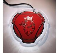1 lot d'emblème Griffin rouge et argenté pour grille avant de voiture et camion Scania avec bande d'éclairage LED 24 V applicable aux accessoires lumineux de camion (éclairage jaune) (éclairage blanc)
