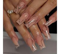 1 lot d'ongles artificiels avec couverture complète à coller sur les ongles - Tourbillon à presser sur les ongles pour la décoration des ongles