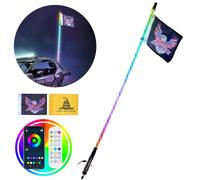 1 lumière de fouet LED de 4ft - APP et télécommande RF - Fouets RVB en spirale étanches 360° - éclairage & 2 drapeaux - UTVs, ATVs, motos, RZR, Can-Am
