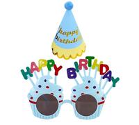 1 Lunettes, 1 Chapeau, Lunettes De Soleil D'Anniversaire, Lunettes De Fête, Lunettes De Football, Accessoires De Lunettes De Fête, Lunettes Adultes Joyeux Anniversaire