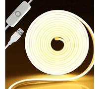 1 m/2 m/3 m/4 m/5 m Bandes lumineuses flexibles LED au néon, alimentation USB, interrupteur à bouton variateur de lumière, pour chambre à coucher, salon, vitrine, éclairage d'arrière-plan de miroir de