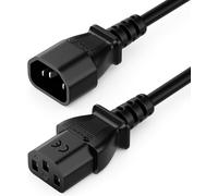 1 m Fridge Cable Extension-IEC C13 to C14-Power Extension Power Cables-Straight Connector C13 to C14 Socket-PC Monitor Beamer Printer-Black